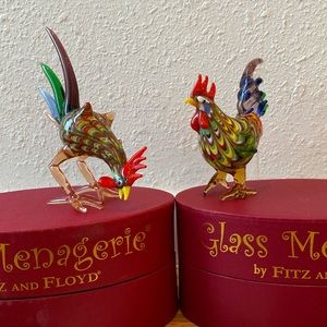 Fitz and Floyd Glass Menagerie Spike Tail Rooster 43/156 & Rooster 43/103
